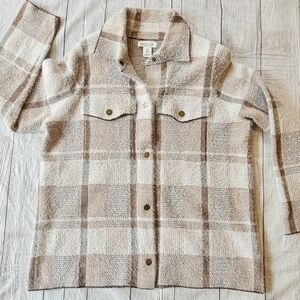 Rachel Zoe Size 1X Soft Cozy Fuzzy Snap Front Shacket Shirt Fall Winter Comfy